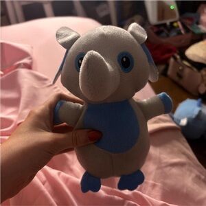 Cute Gray and Blue Elephant Plush Toy